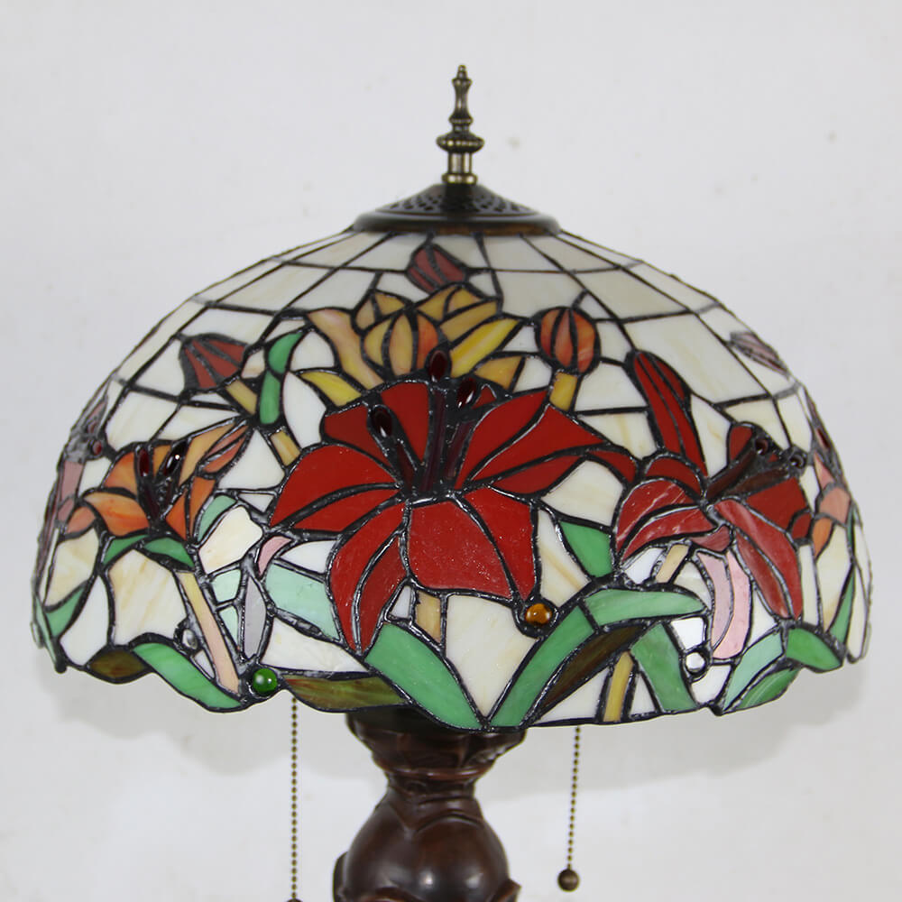 Flowers Stained Glass Pull Table Lamp