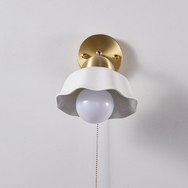 Floral Copper Ceramic Pull Wall Lamp