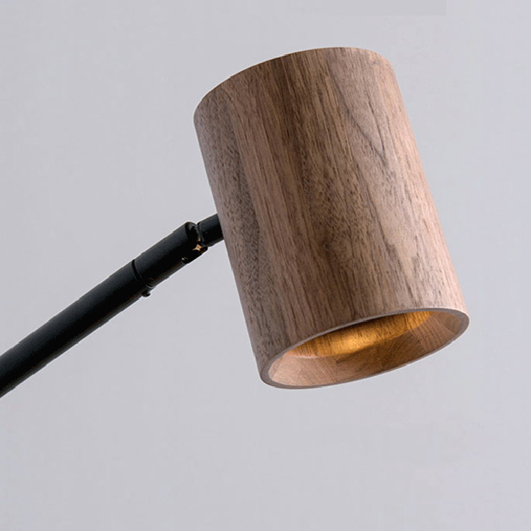 Wooden Cylinder Iron Bedroom Wall Lamp
