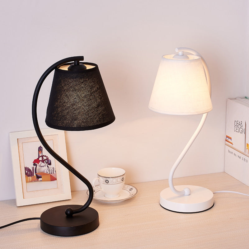 Cylinder Fabric Curved Table Lamp