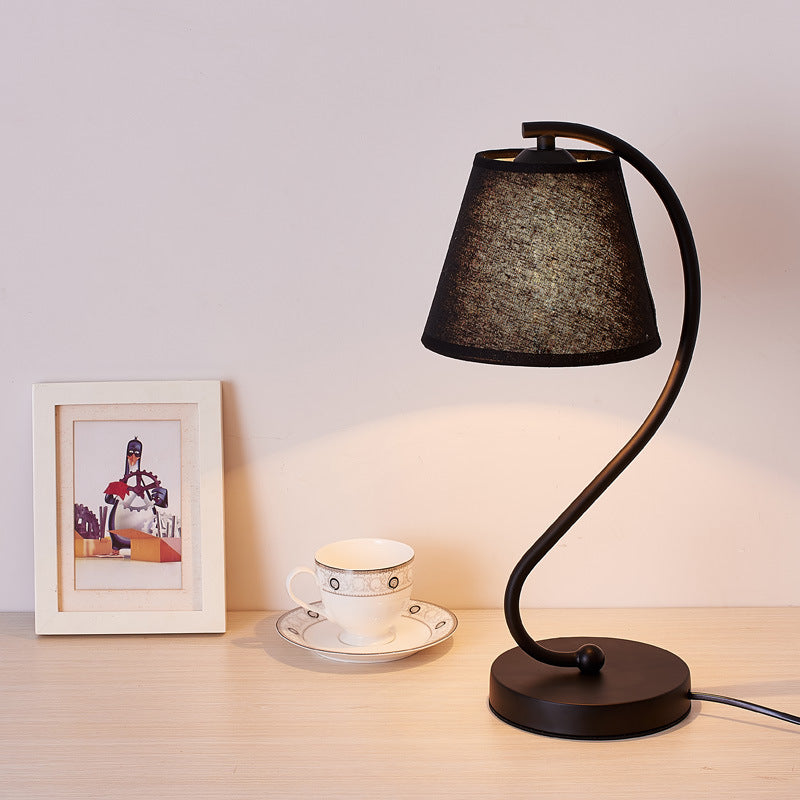 Cylinder Fabric Curved Table Lamp