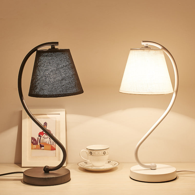 Cylinder Fabric Curved Table Lamp