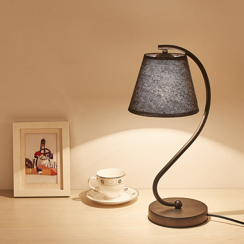 Cylinder Fabric Curved Table Lamp