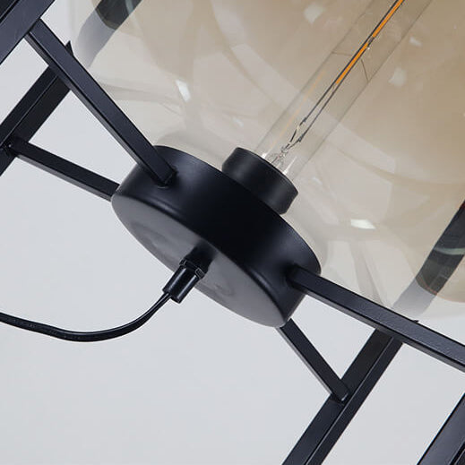 Round Glass Jar Iron Floor Lamp
