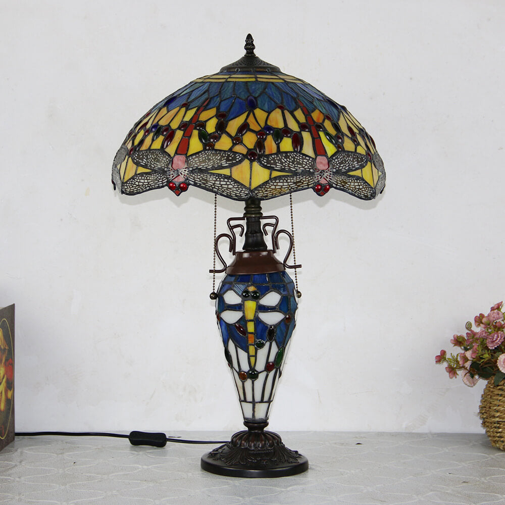 Stained Glass Hexagonal Dome 2-Light Table Lamp