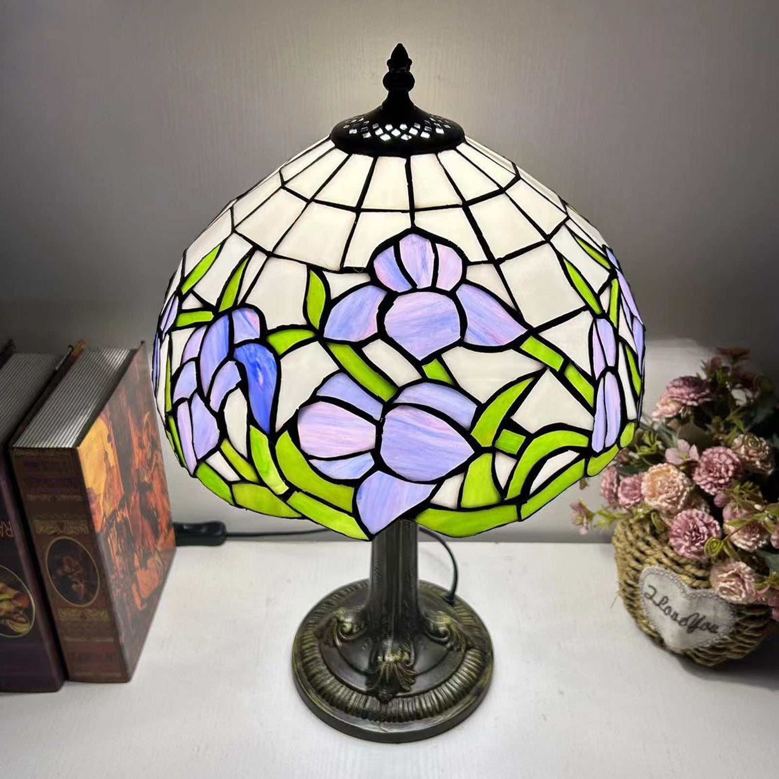 Dome Flower Iron Glass Table Lamp