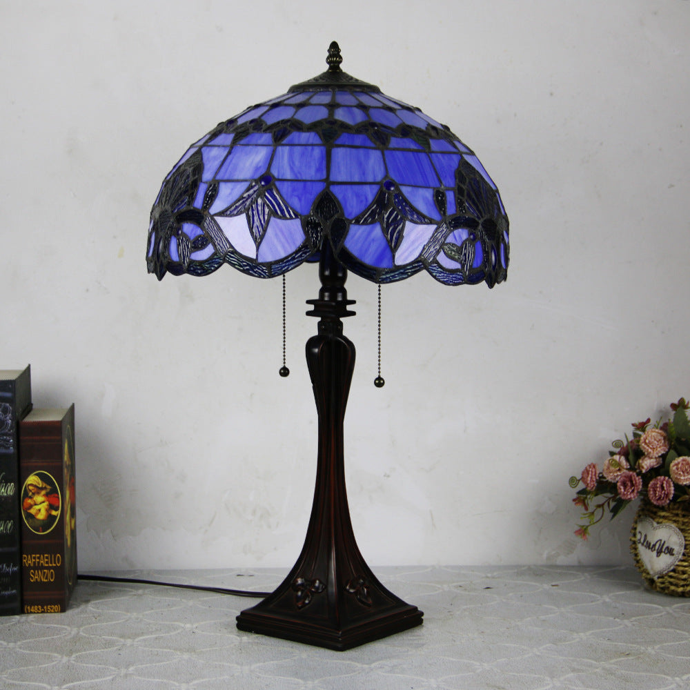Mediterranean Stained Glass Cone 2-Light Table Lamp