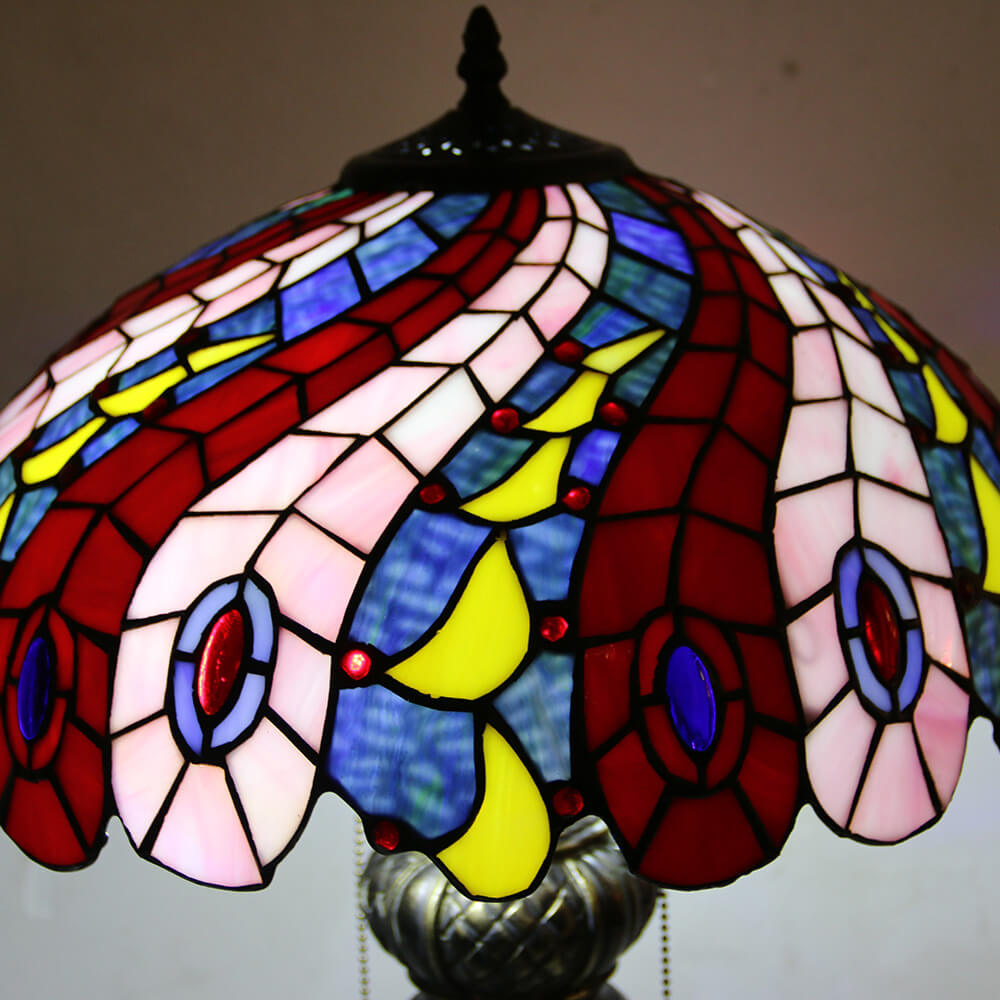 Dragonfly Peacock Glass Resin Table Lamp