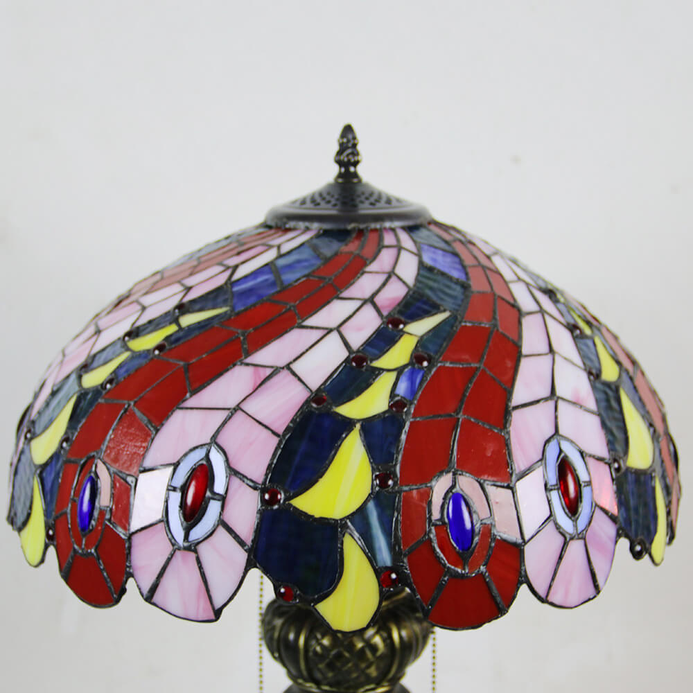 Dragonfly Peacock Glass Resin Table Lamp