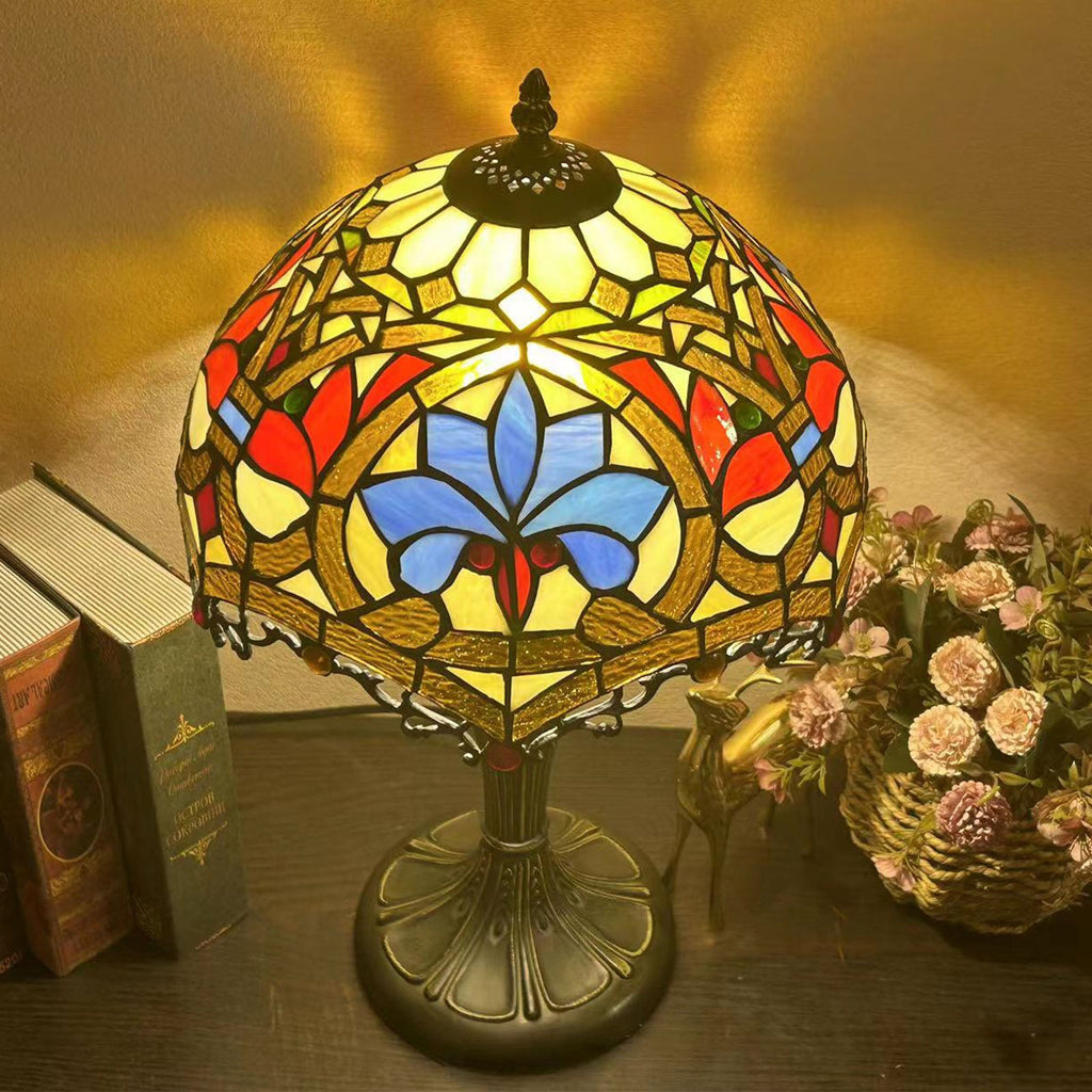 Metal Glass Dome Grape Table Lamp