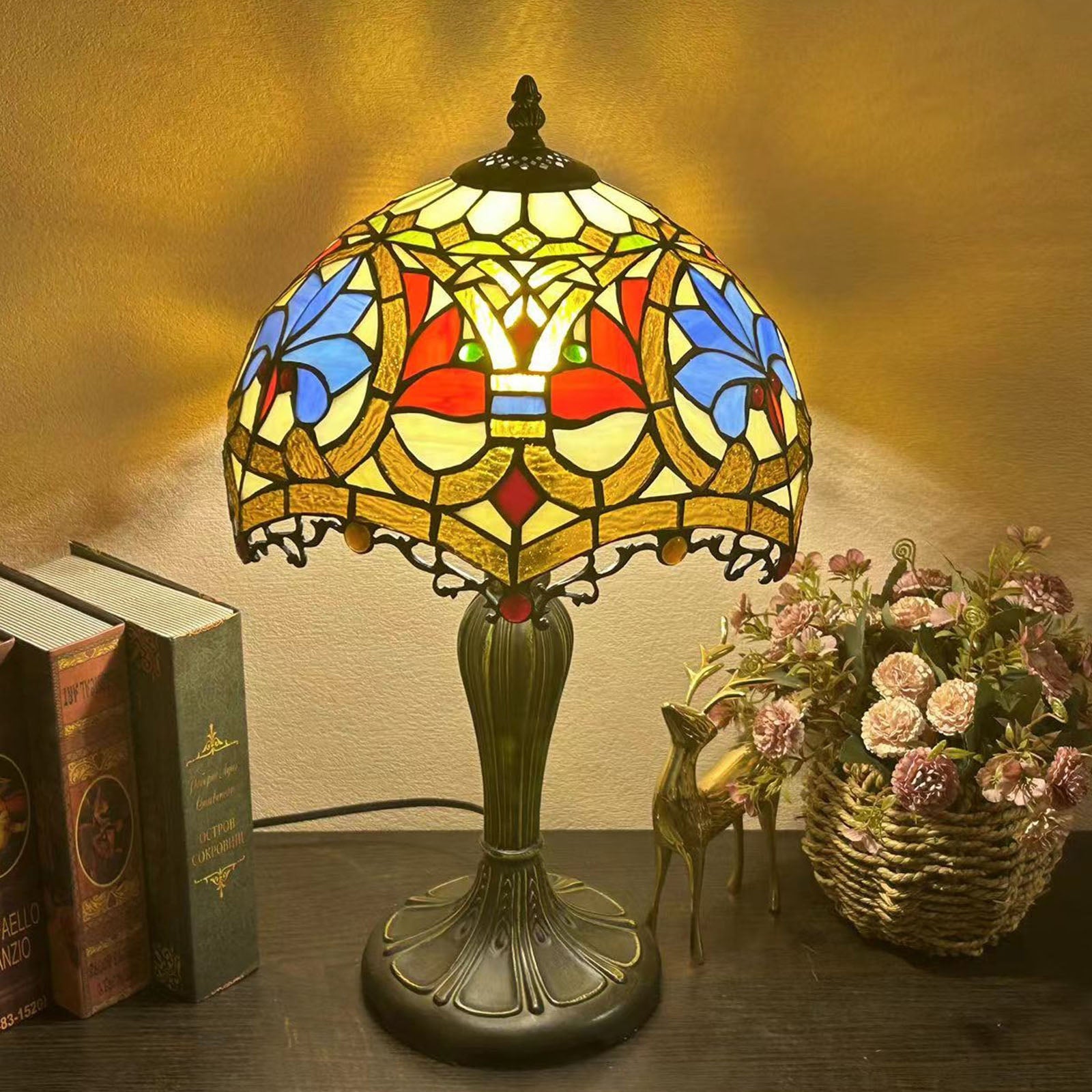 Metal Glass Dome Grape Table Lamp