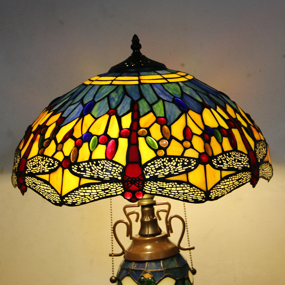 Stained Glass Hexagonal Dome 2-Light Table Lamp