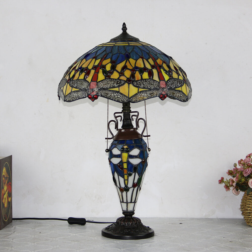 Stained Glass Hexagonal Dome 2-Light Table Lamp