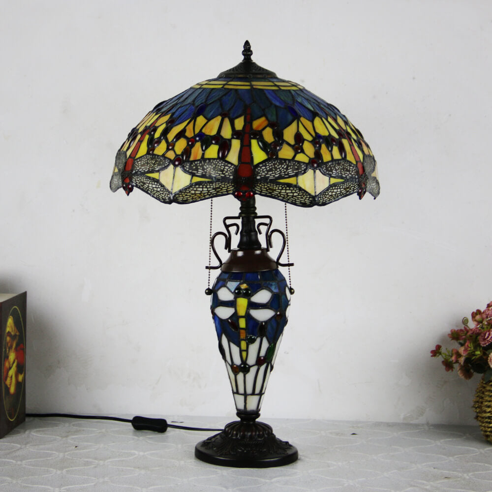 Stained Glass Hexagonal Dome 2-Light Table Lamp