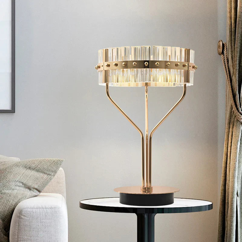 Dazzling Prismatic Crystal Hardware Table Lamp