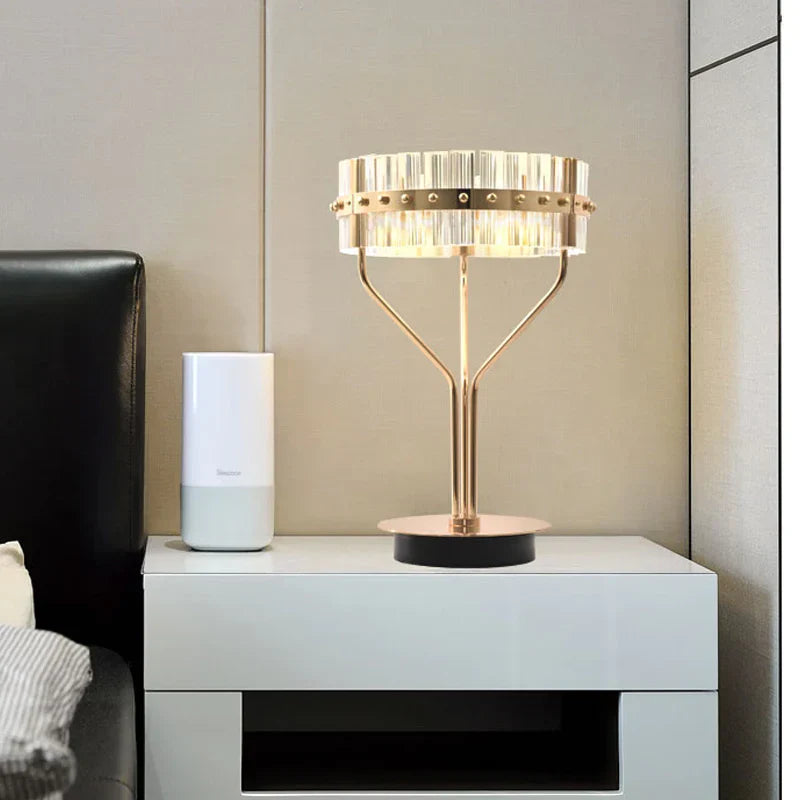 Dazzling Prismatic Crystal Hardware Table Lamp