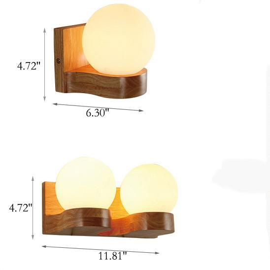 Solid Wood Ball 1/2 Wall Lamp