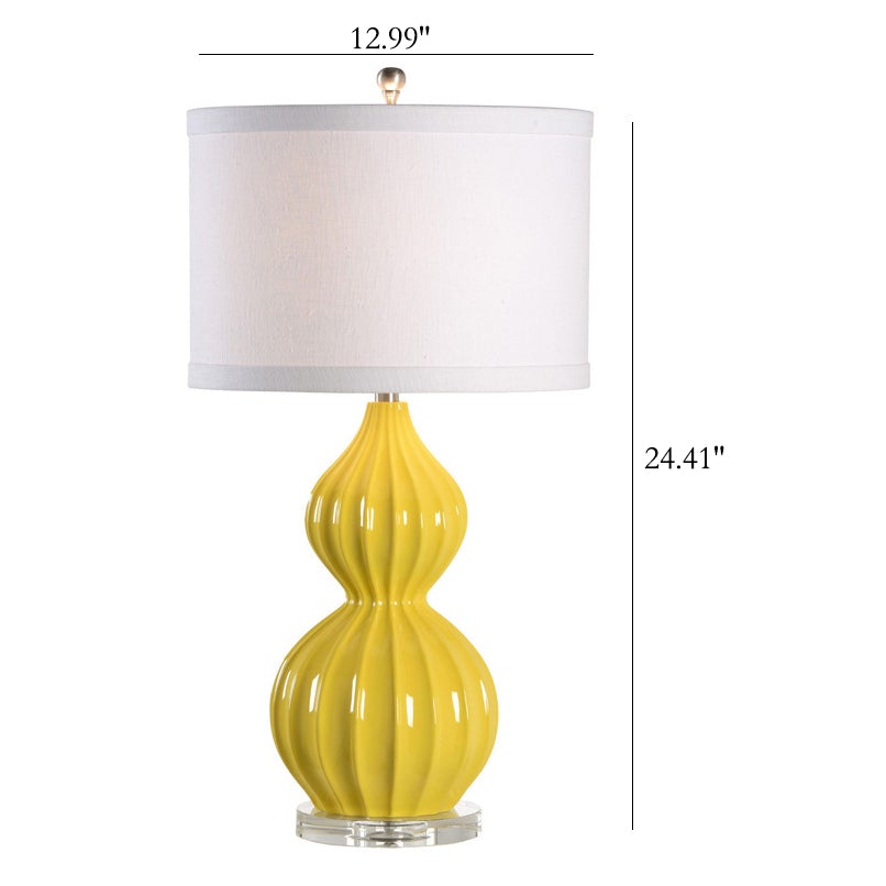 Decorative White Ceramic Gourd Table Lamp