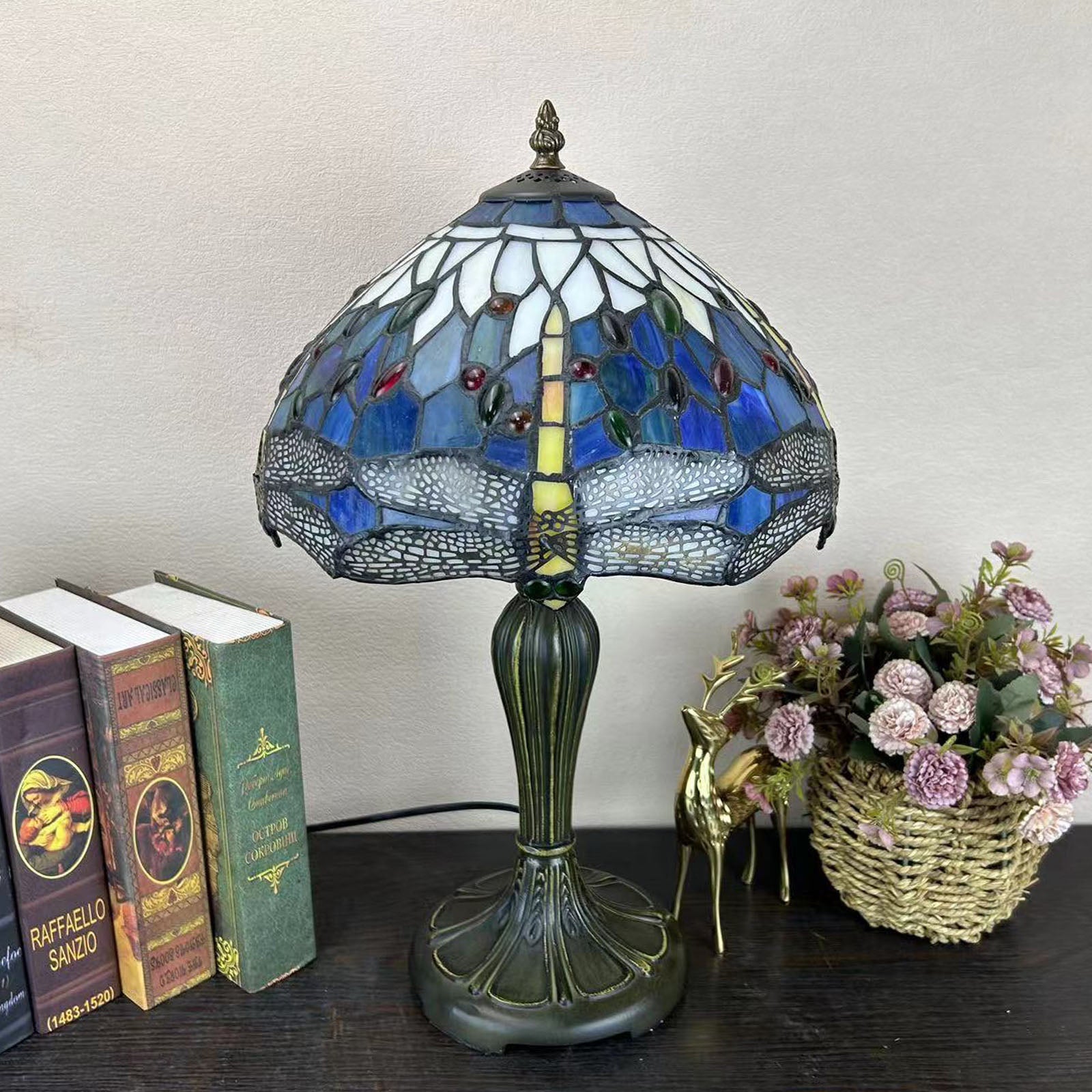 Metal Glass Dome Grape Table Lamp