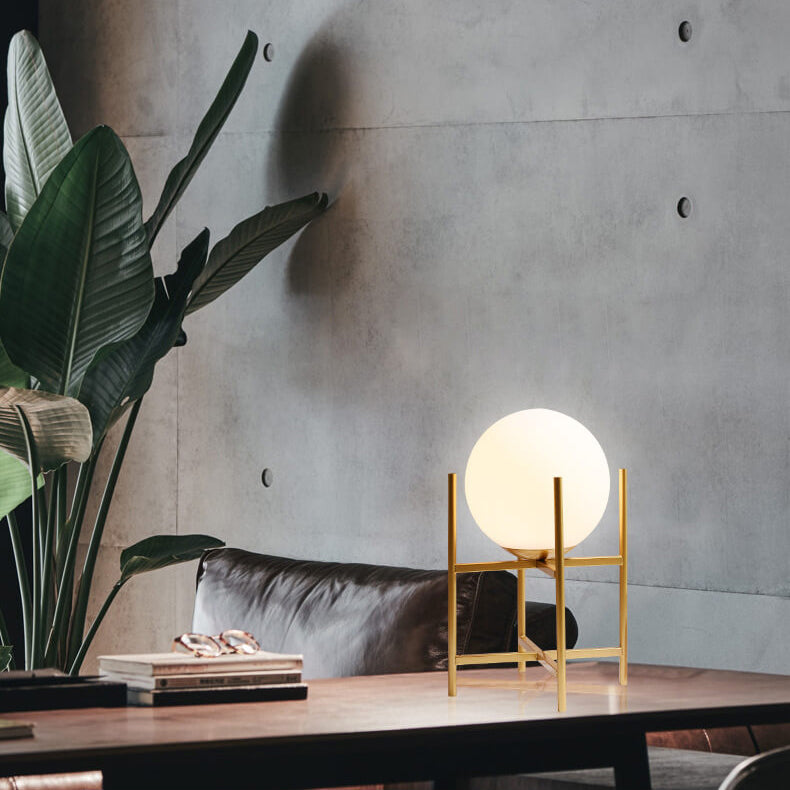 Glass Round Ball Iron Table Lamp