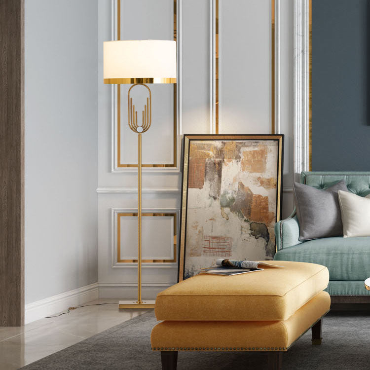 Round Metal Fabric Living Floor Lamp