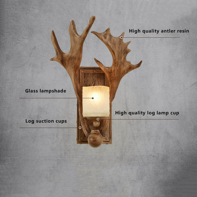 Antique Antler Wall Lamp