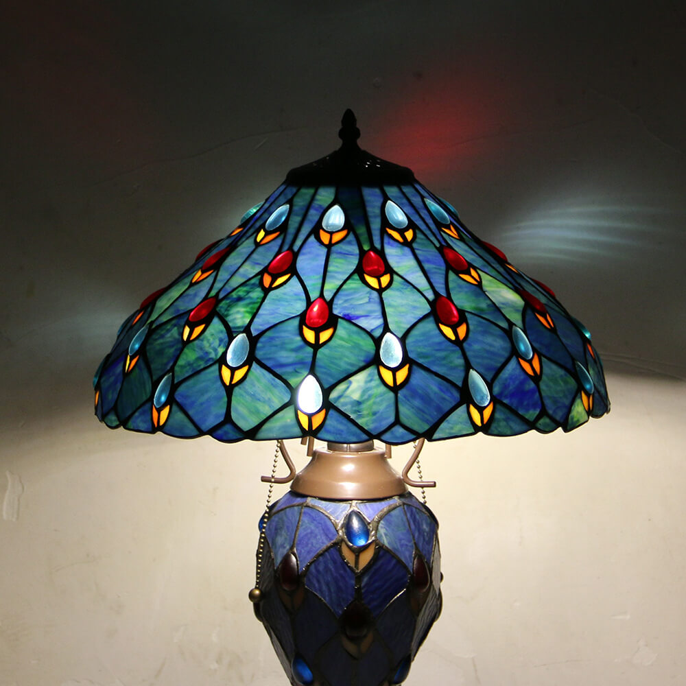 Stained Glass Hexagonal Dome 2-Light Table Lamp