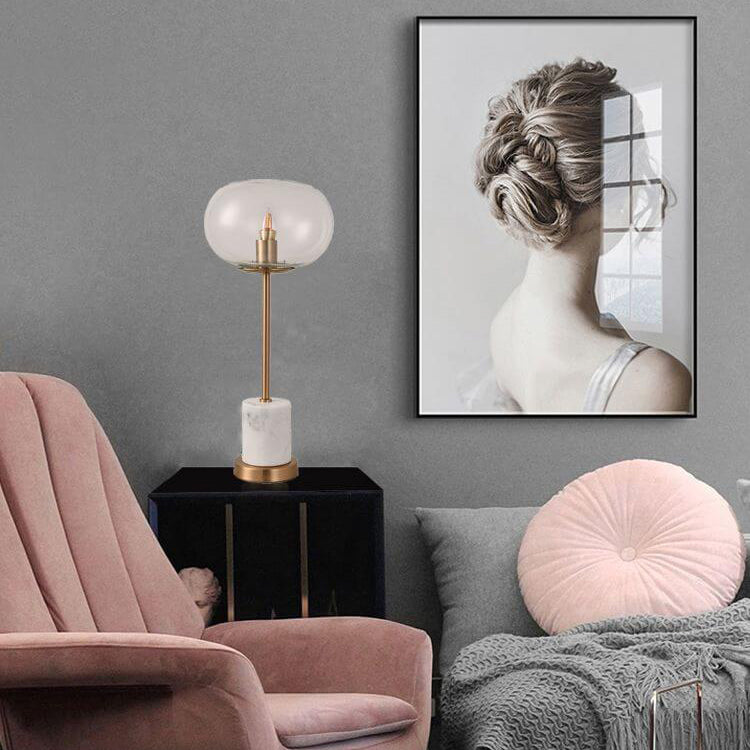Glass Orb Marble Table Lamp