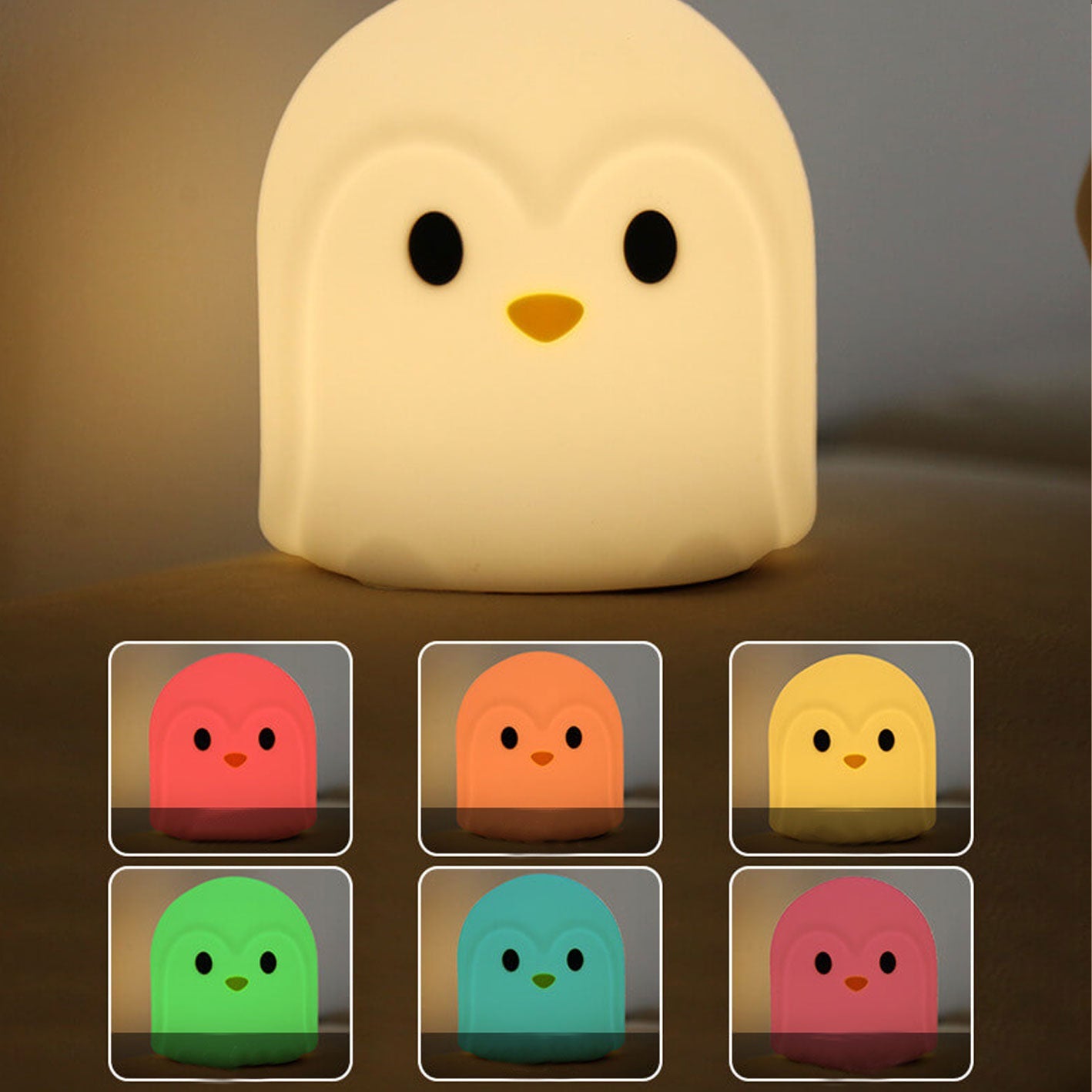 Colorful Penguin Shape Silicone Table Lamp