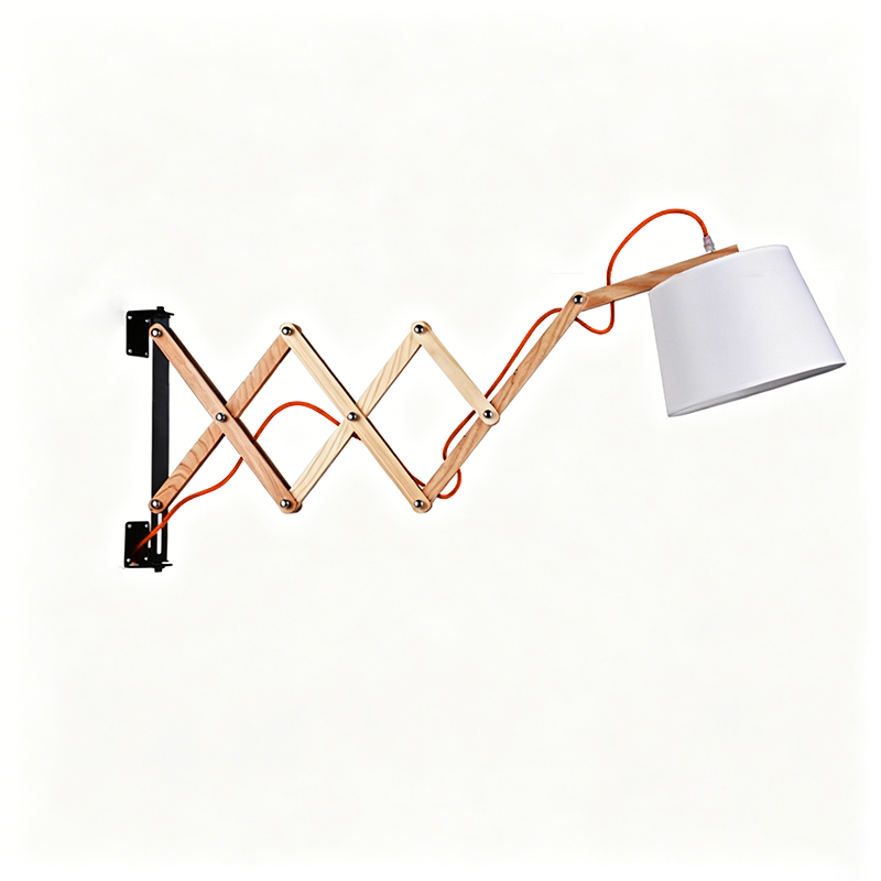 Fabric Cone Solid Wood Wall Lamp