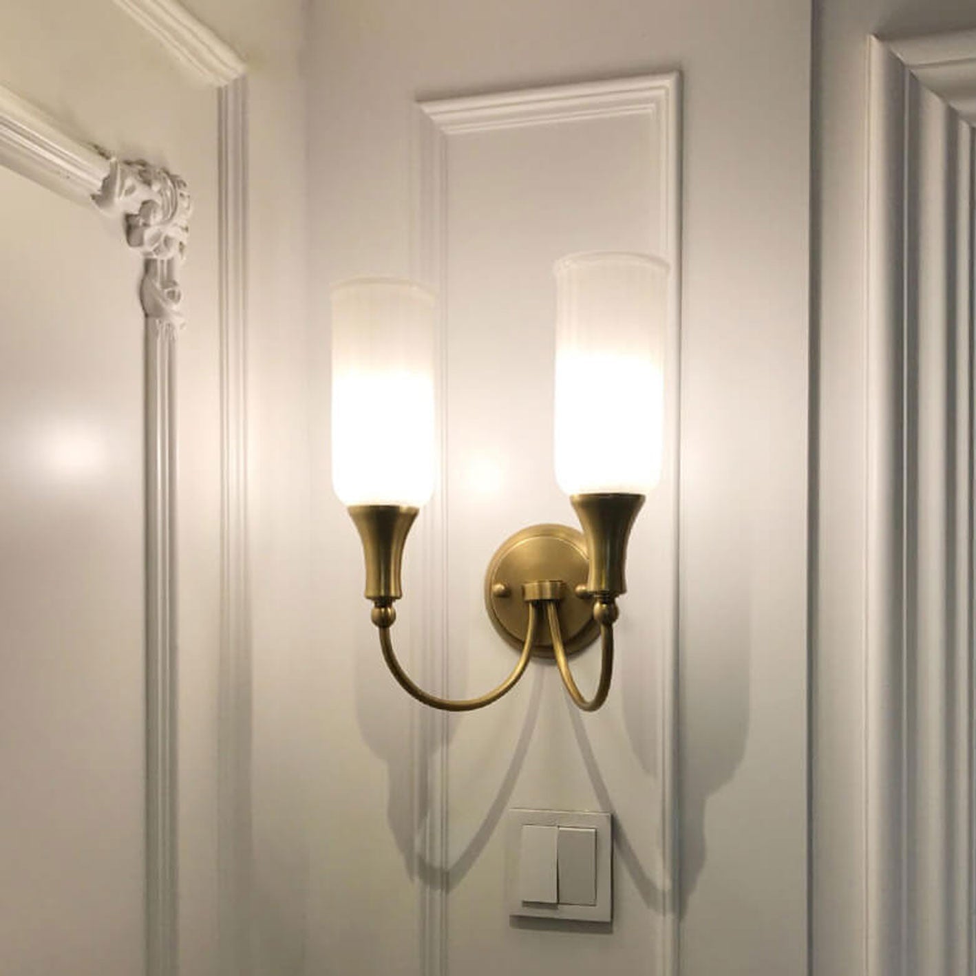 Brass Glass 1/2 Wall Lamp