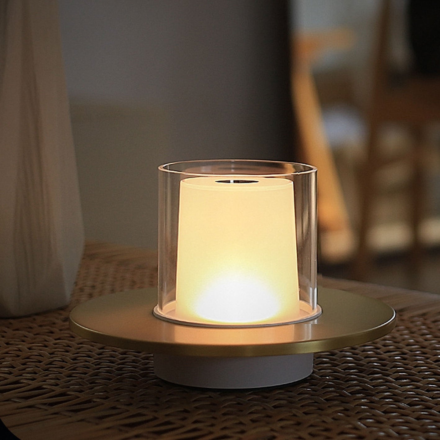 Cylindrical Candlestick Night Table Lamp