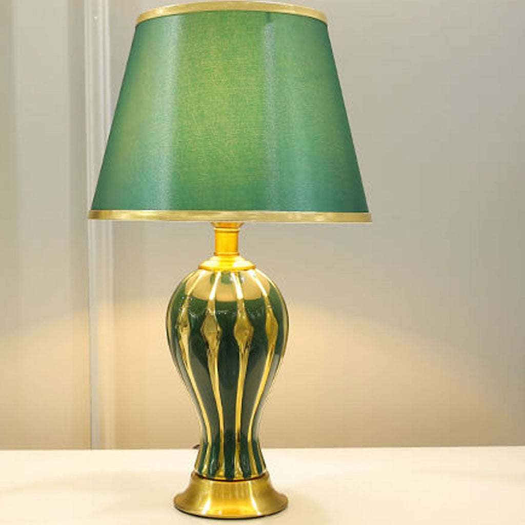 Fabric Ceramic Oval Table Lamp