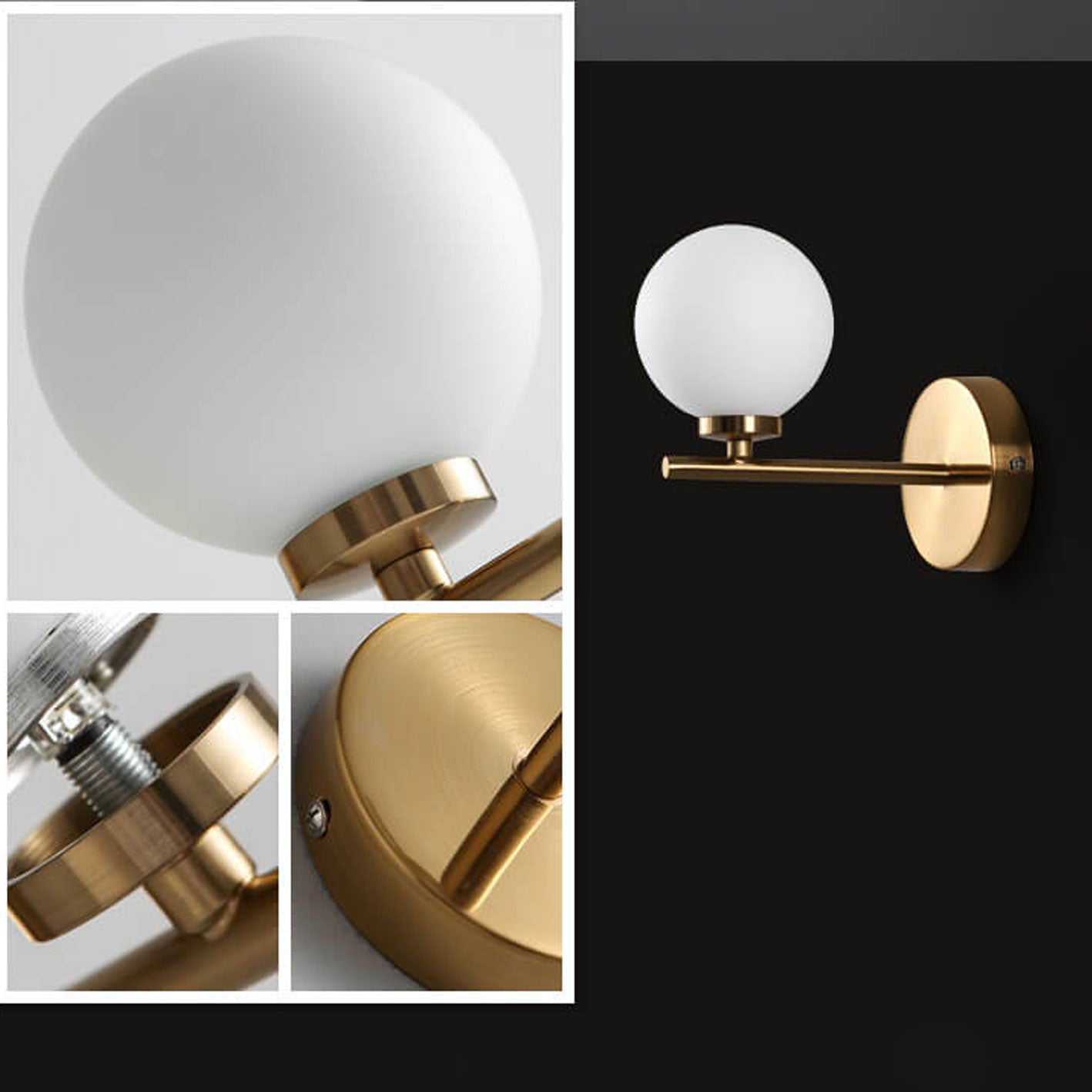 Milk White Round Ball 2-Light Wall Lamp