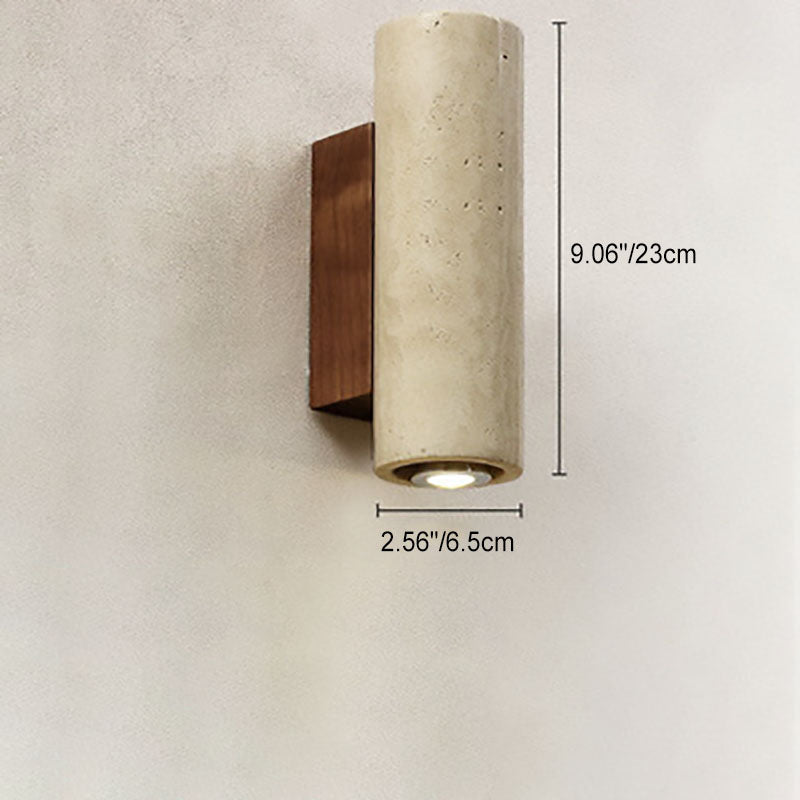 Round Square Yellow Travertine Wall Lamp