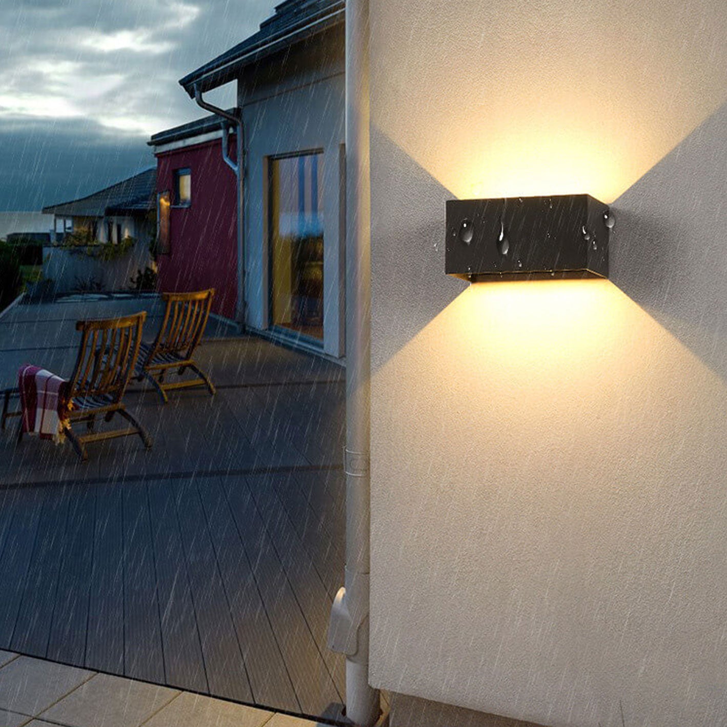 Rectangular Up Down Illuminated Outdoor Light