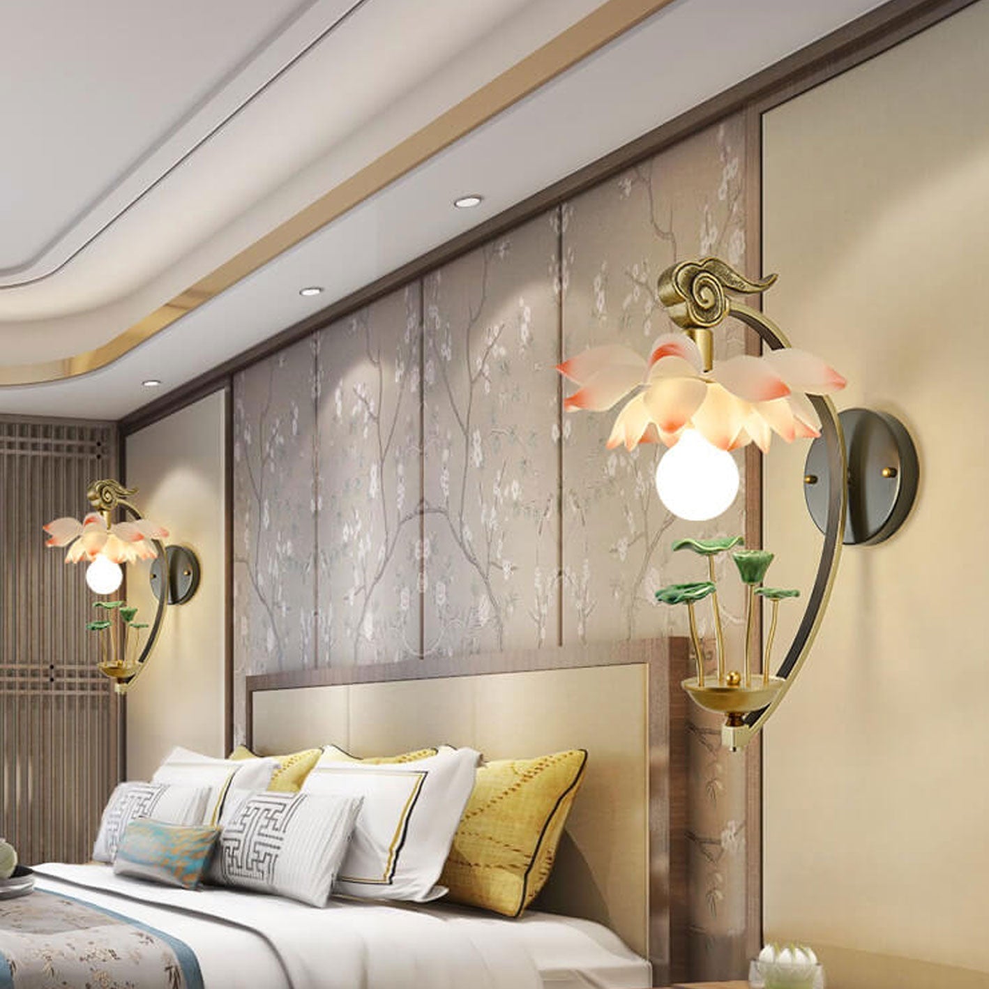 Lotus Ceramic Resin Wall Lamp