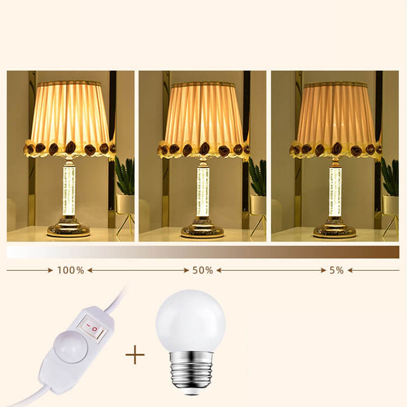 Crystal Brightness Remote Control Table Lamp