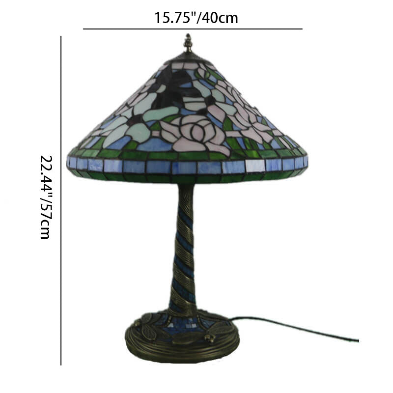 Flower Decor Stained Glass 2-Light Table Lamp