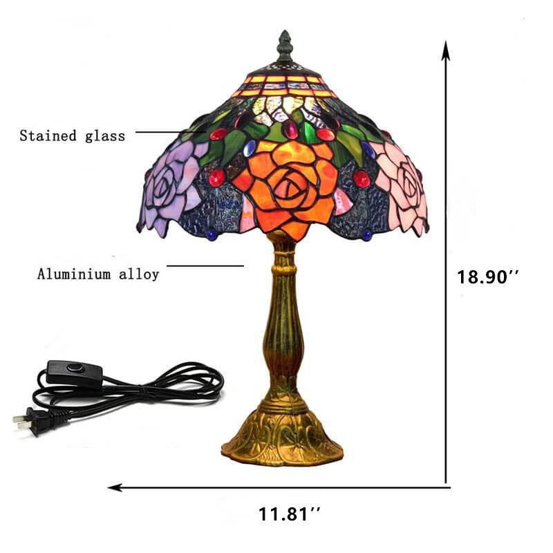Stained Glass Rose Table Lamp