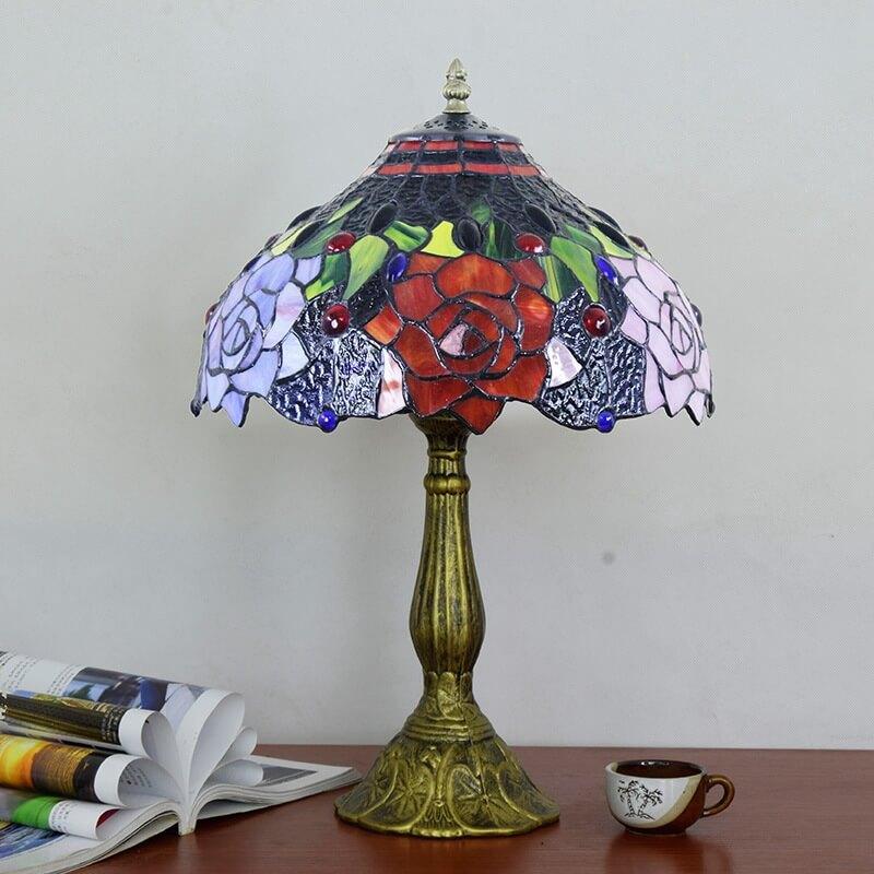 Stained Glass Rose Table Lamp