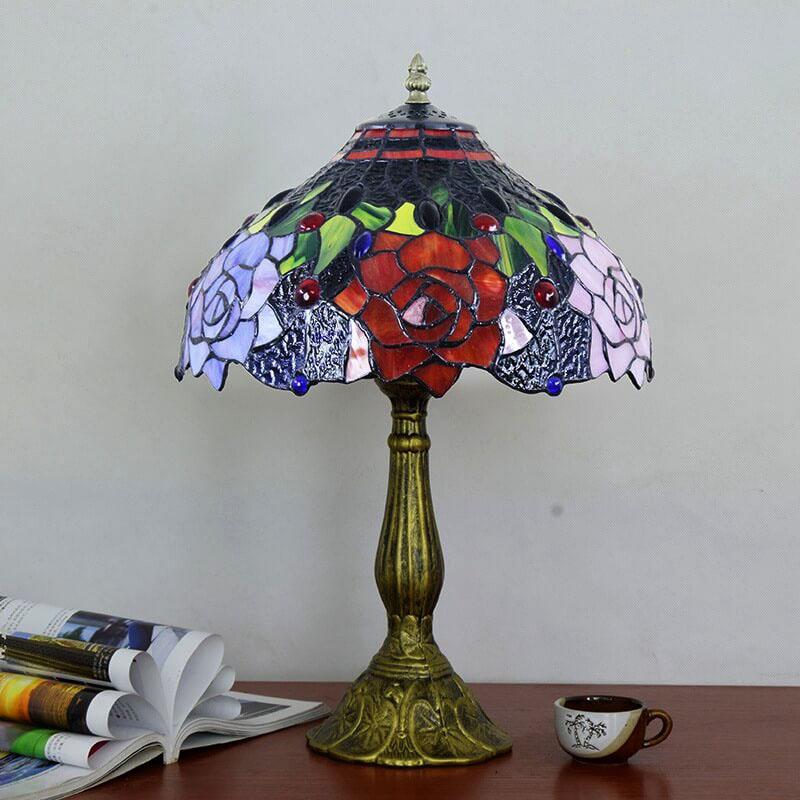 Stained Glass Rose Table Lamp