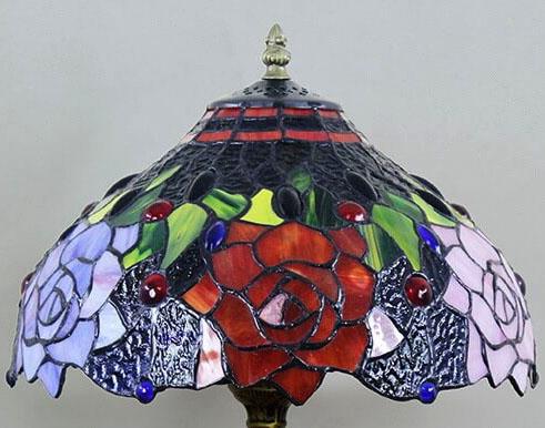 Stained Glass Rose Table Lamp