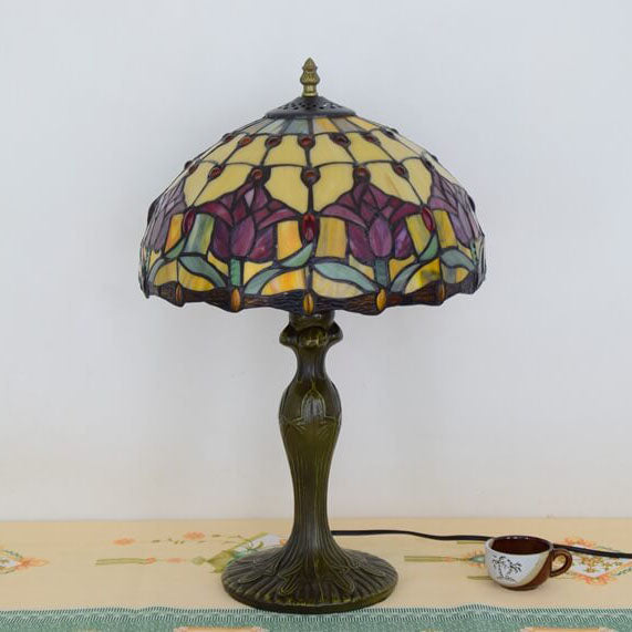 Style Red Tulip Stained Table Lamp