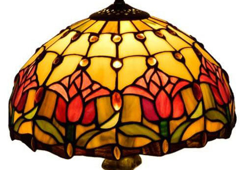 Style Red Tulip Stained Table Lamp