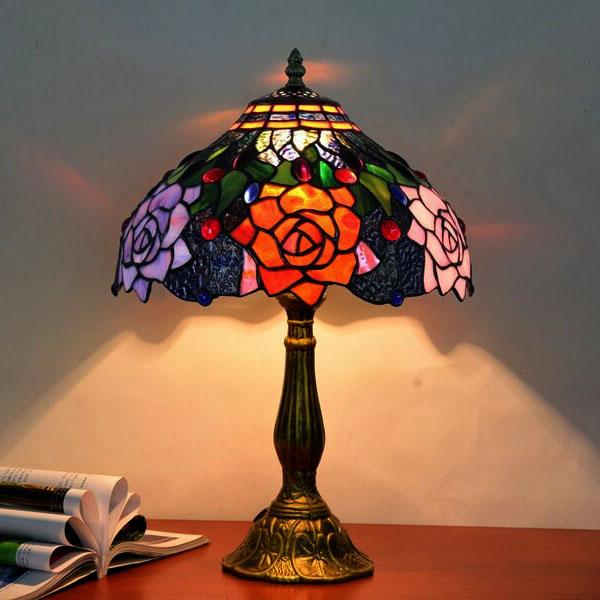 Stained Glass Rose Table Lamp
