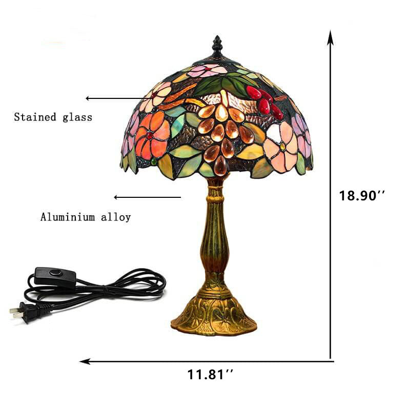Stained Glass Grape Flower Table Lamp