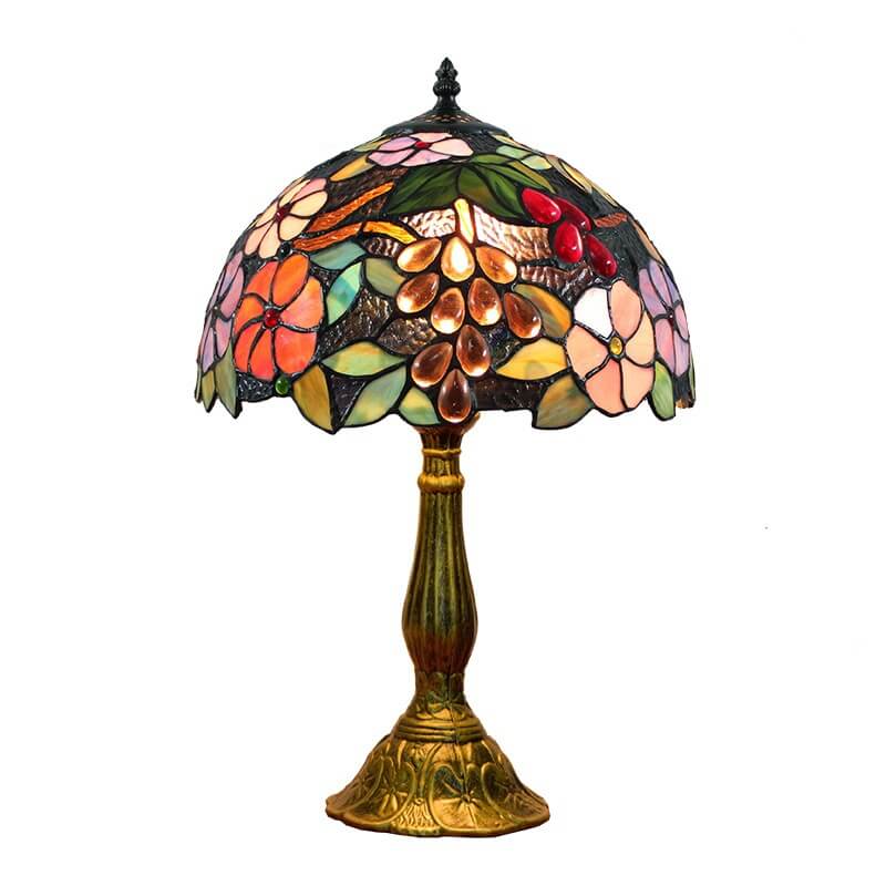 Stained Glass Grape Flower Table Lamp