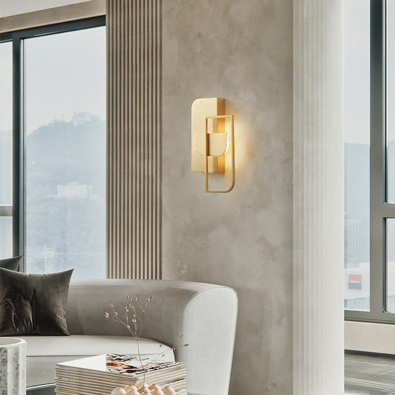 All Copper Rectangular Geometric Wall Lamp