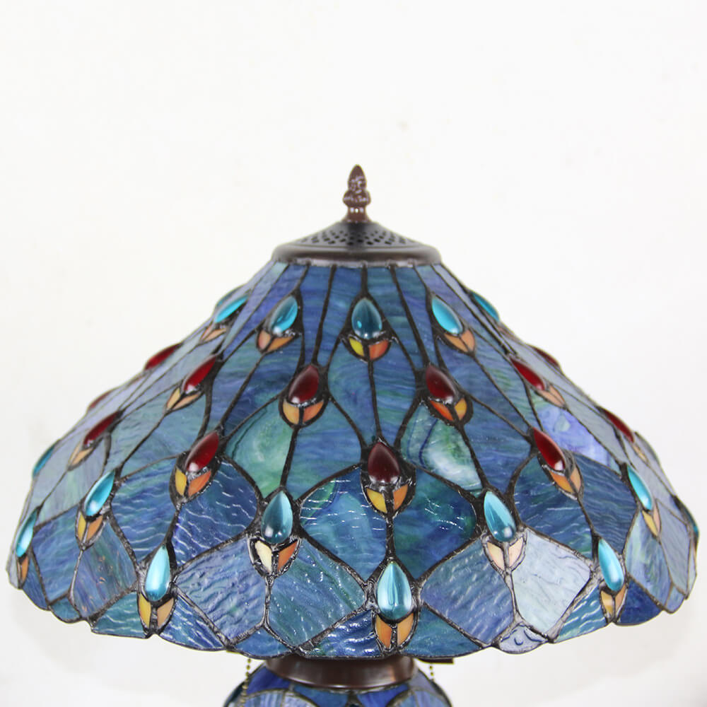 Stained Glass Hexagonal Dome 2-Light Table Lamp